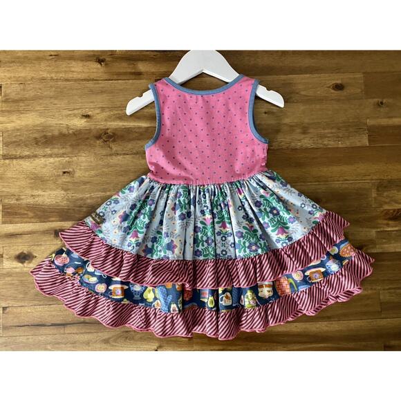 Matilda Jane Make Believe Put On A Cookie Show Pink Blue Floral Polka Dot Dress - Picture 7 of 7